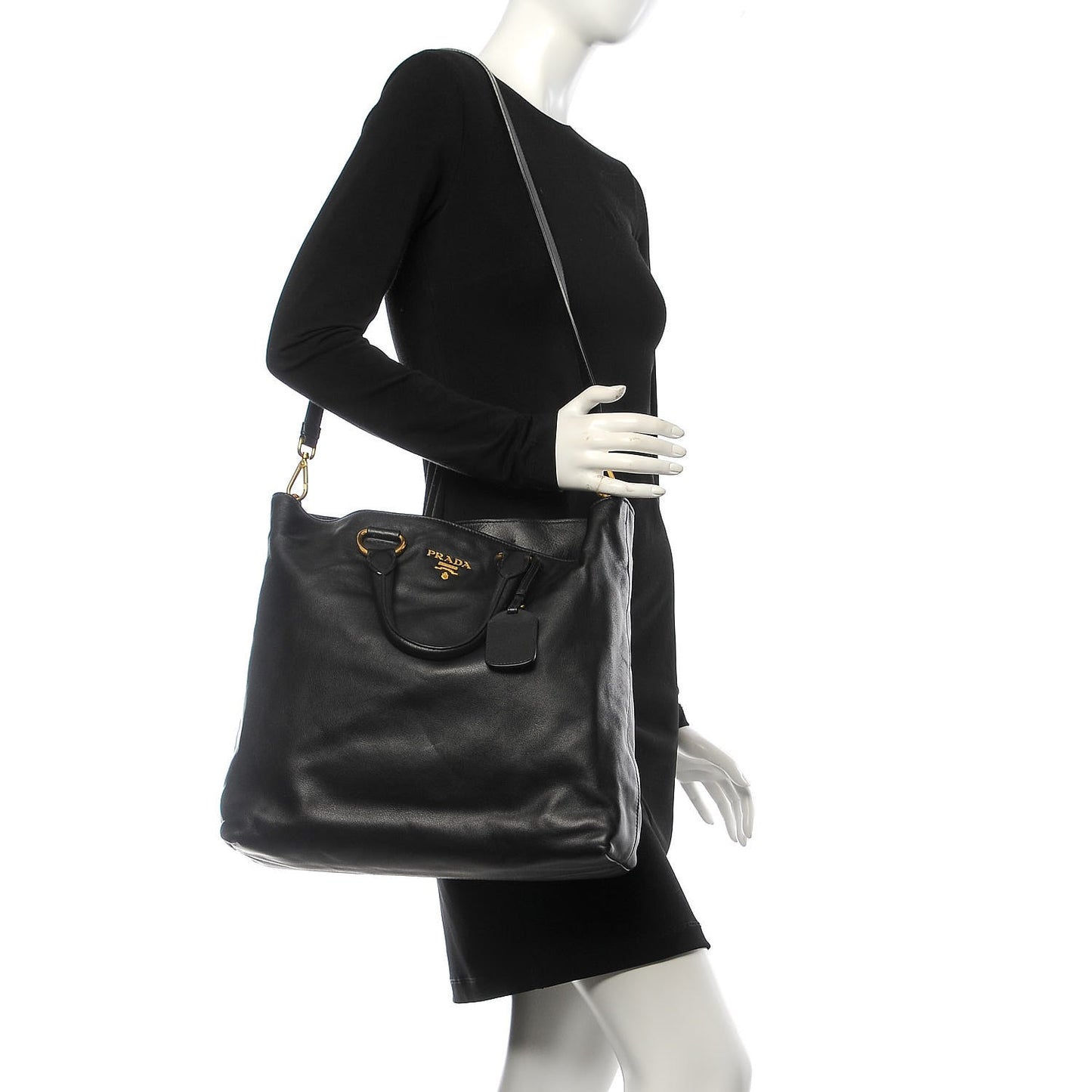 Soft Calf Shopping Tote Black