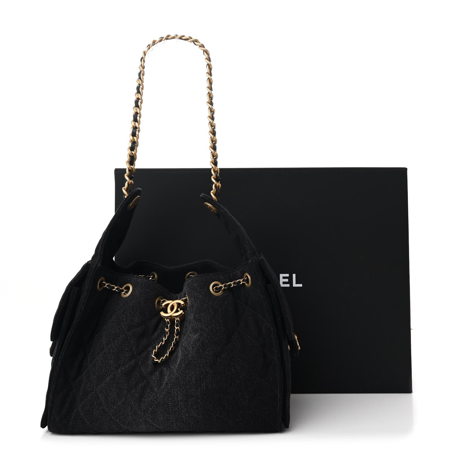 Chanel Washed Denim Quilted Small Chanel 25 Handbag Black 11 of 11