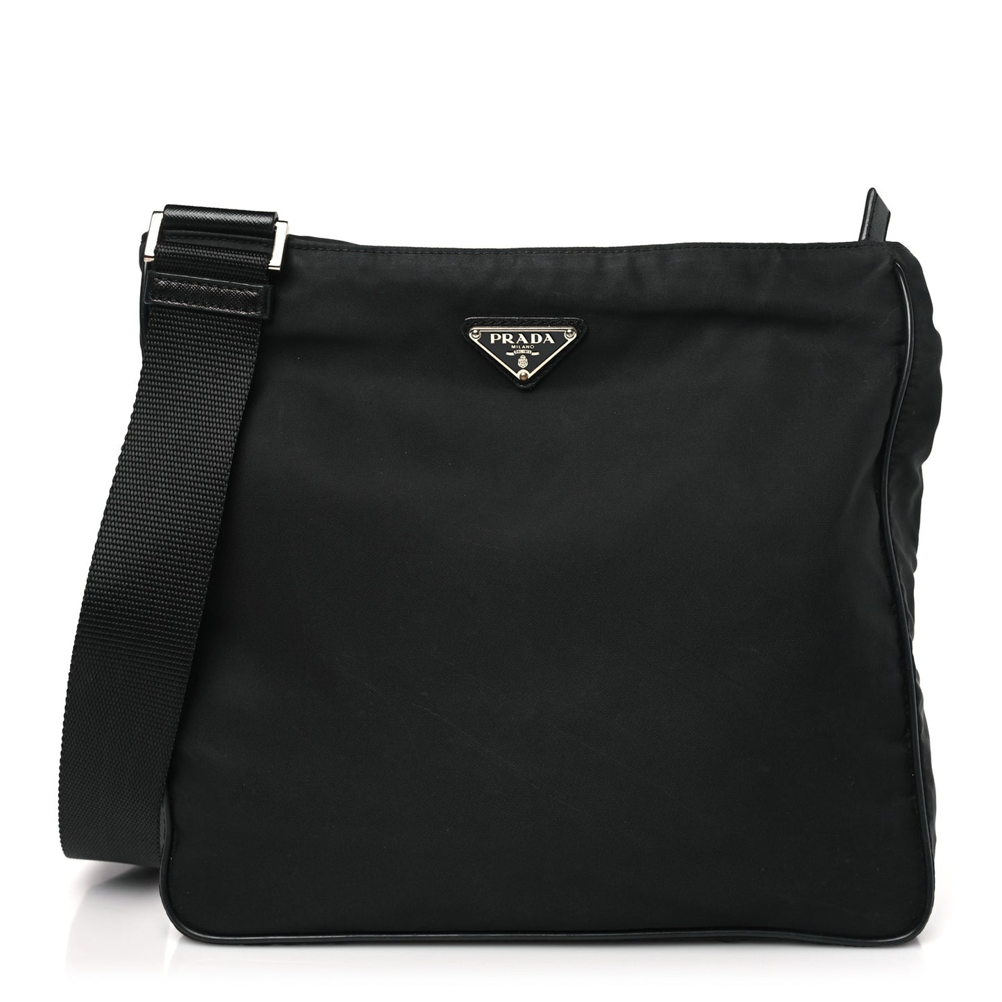 Tessuto Nylon Saffiano Logo Messenger Bag Black