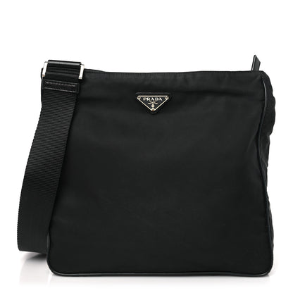Prada Tessuto Nylon Saffiano Logo Messenger Bag Black 1 of 8