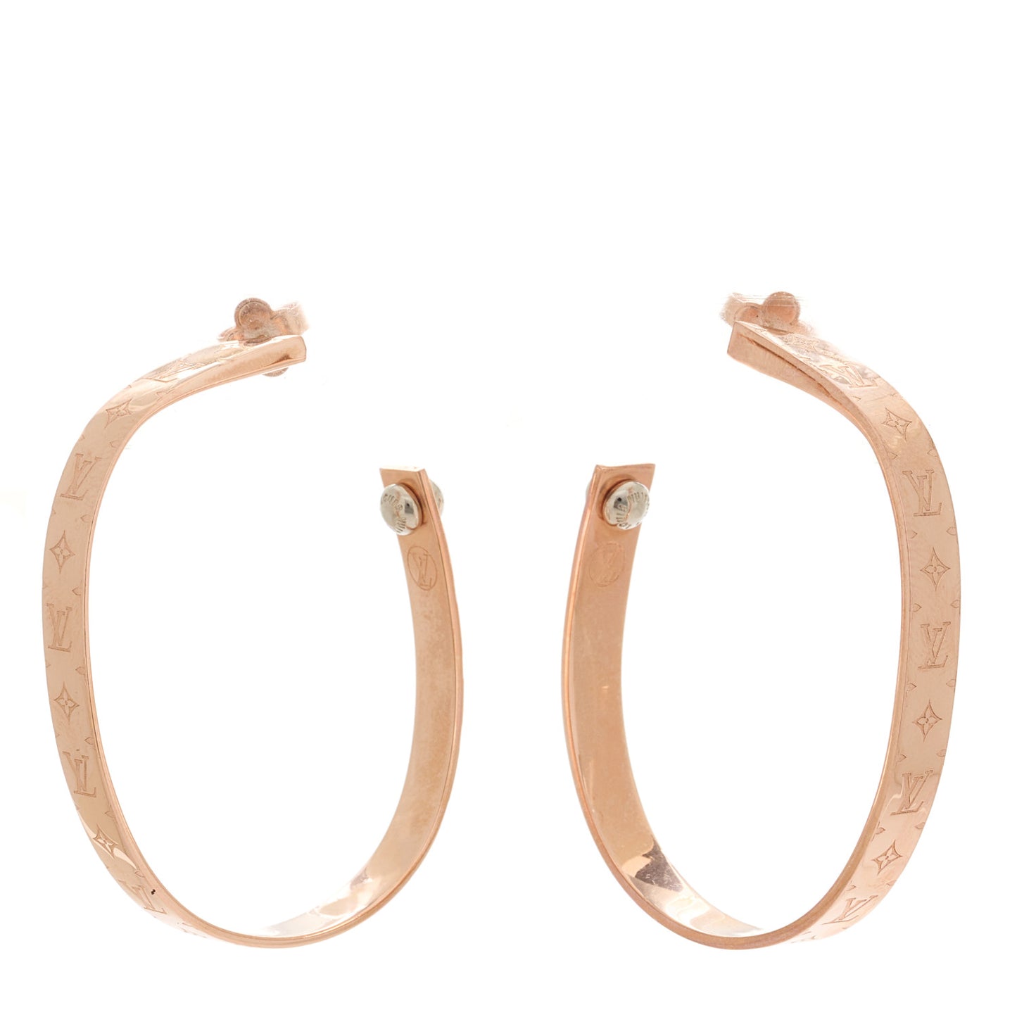 LOUIS VUITTON Nanogram Hoop Earrings Pink Gold
