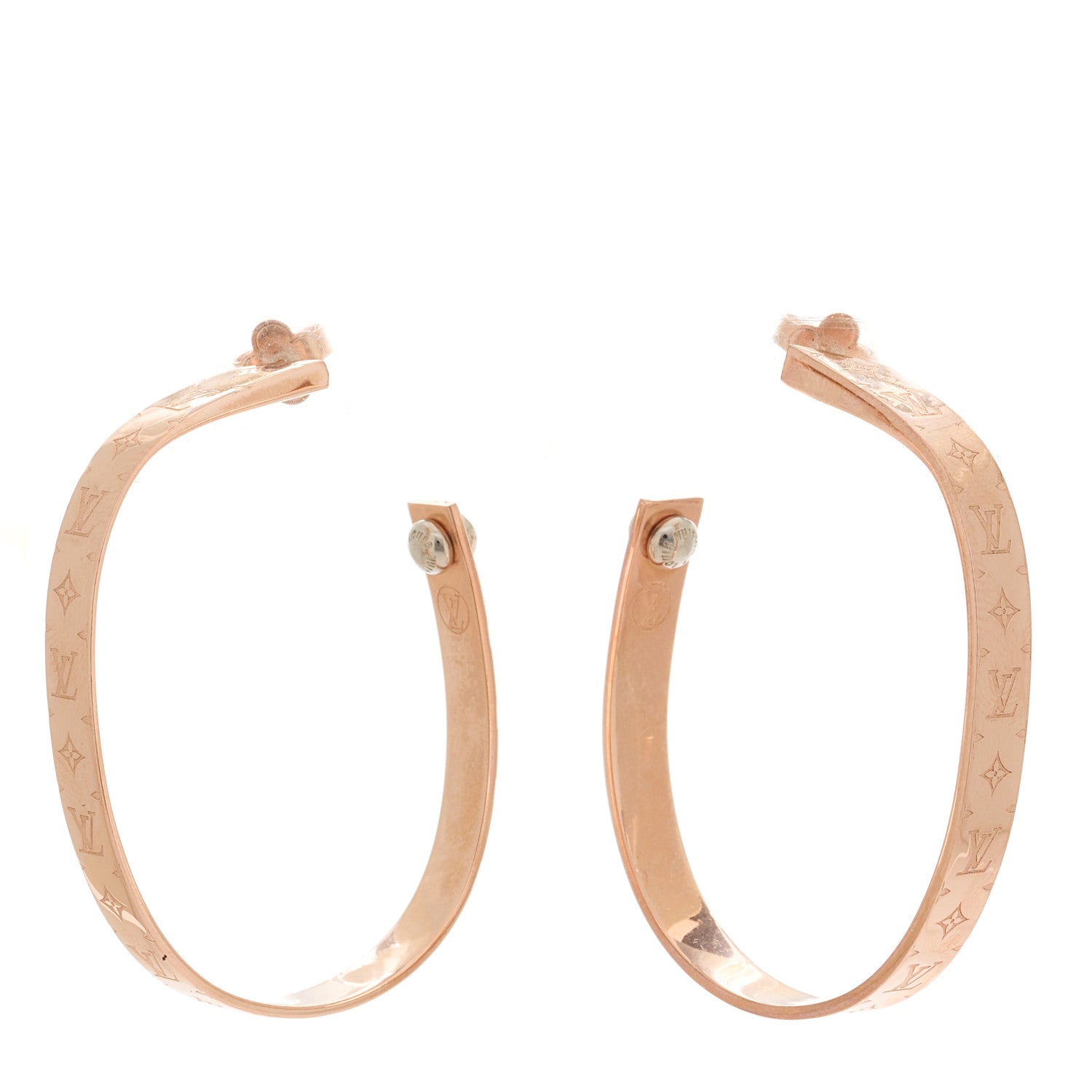Louis Vuitton LOUIS VUITTON Nanogram Hoop Earrings Pink Gold 1 of 6