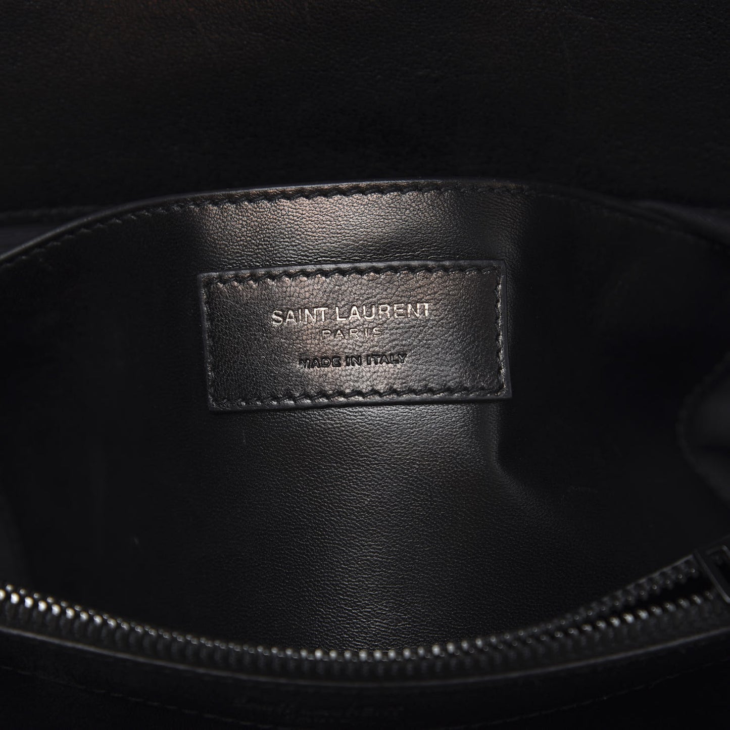 Sheepskin Matelasse Chevron Monogram Monochrome Large College Satchel Black