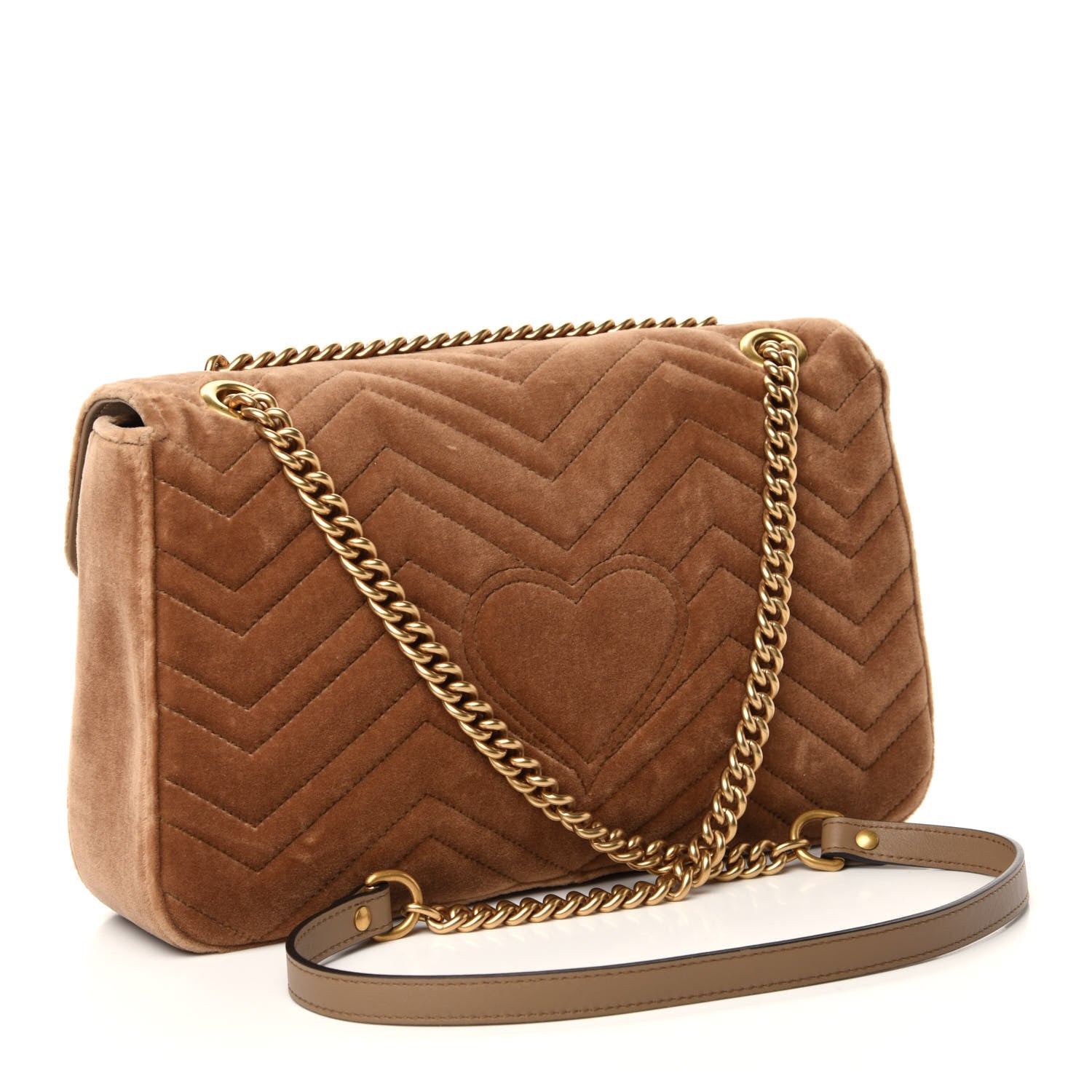 Gucci Velvet Matelasse Medium GG Marmont Shoulder Bag Taupe 4 of 11