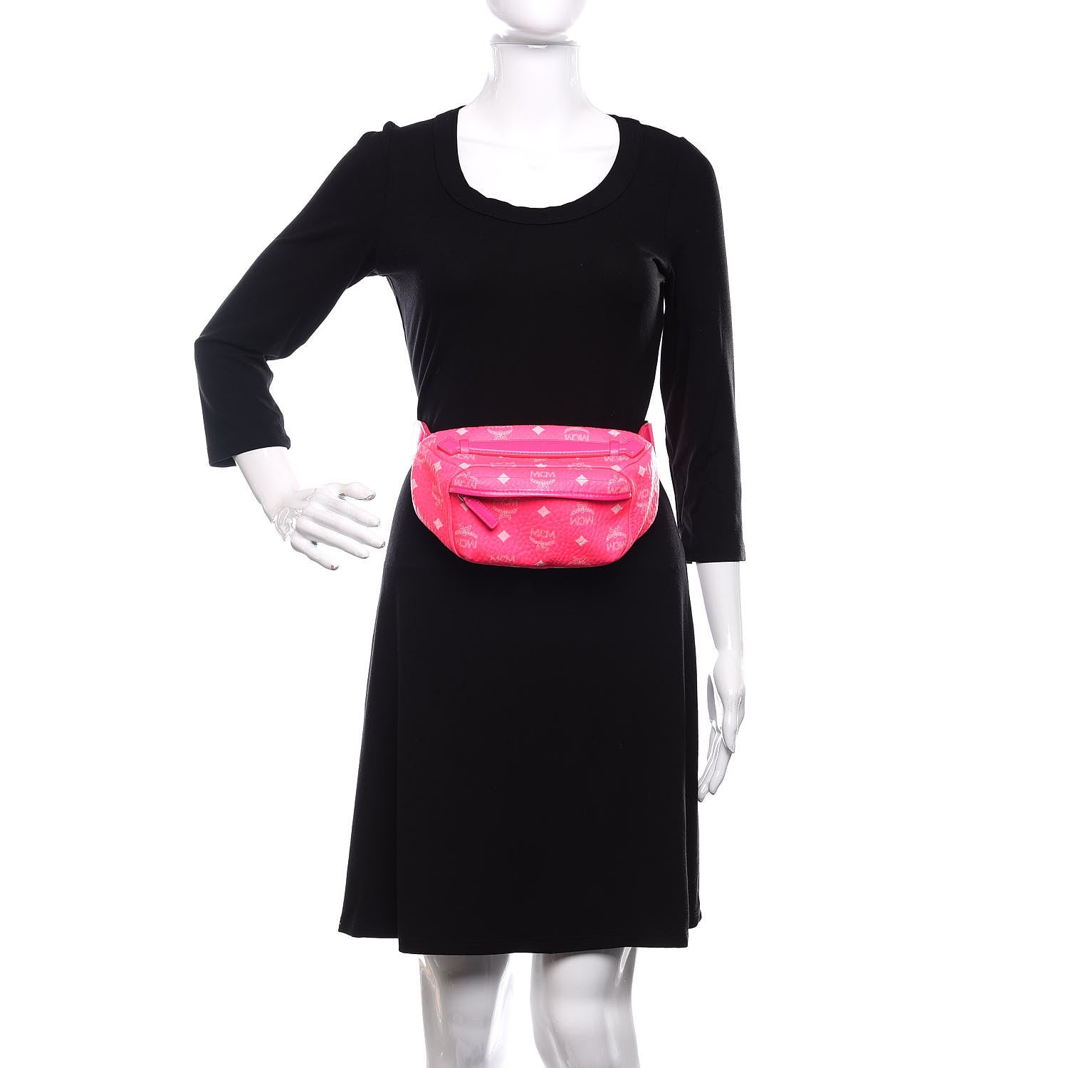 MCM Visetos Small Original Crossbody Bag Neon Pink 3 of 10