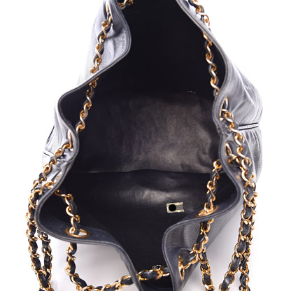 Chanel Lambskin CC Drawstring Bag Navy Blue 5 of 17
