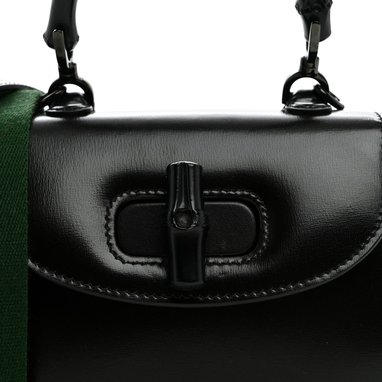 Gucci Boarded Dyana Lux Calfskin Web Monochrome Small Bamboo 1947 Top Handle Bag Black 7 of 10