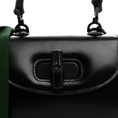 Gucci Boarded Dyana Lux Calfskin Web Monochrome Small Bamboo 1947 Top Handle Bag Black 7 of 10