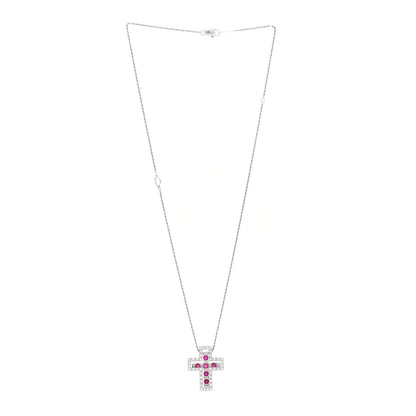 Damiani 18K White Gold Diamond Ruby Belle Epoque Cross Pendant Necklace 3 of 4