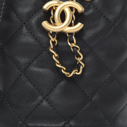 Chanel Calfskin Quilted Pearl Mini About Pearls Drawstring Bucket Bag Black 8 of 11