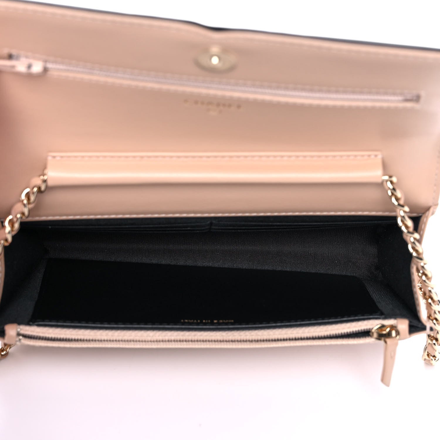 Chanel Caviar Quilted CC Filigree Wallet On Chain WOC Beige Black 5 of 13