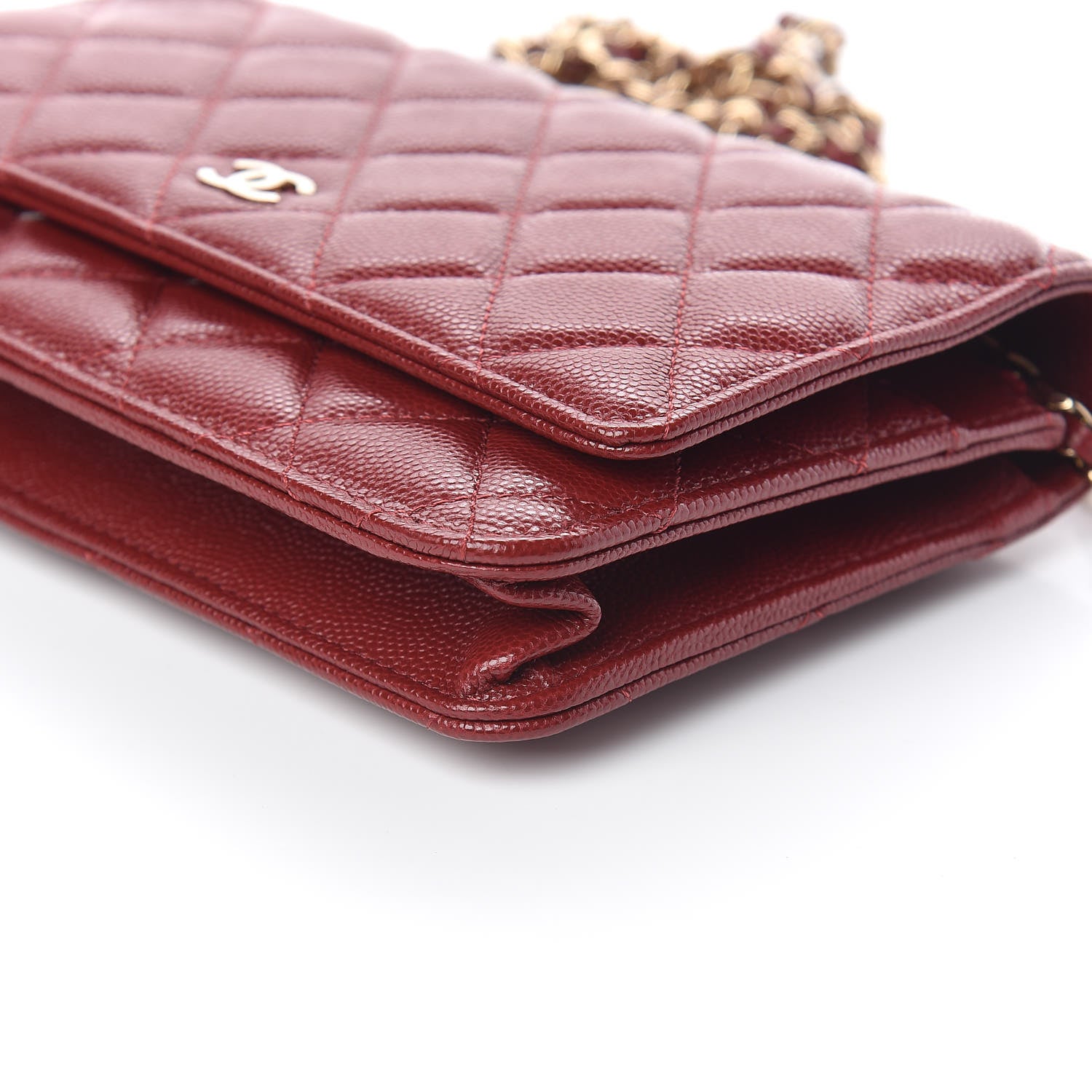 Chanel Caviar Quilted Wallet On Chain WOC Dark Red 6 of 11