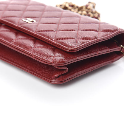 Chanel Caviar Quilted Wallet On Chain WOC Dark Red 6 of 11