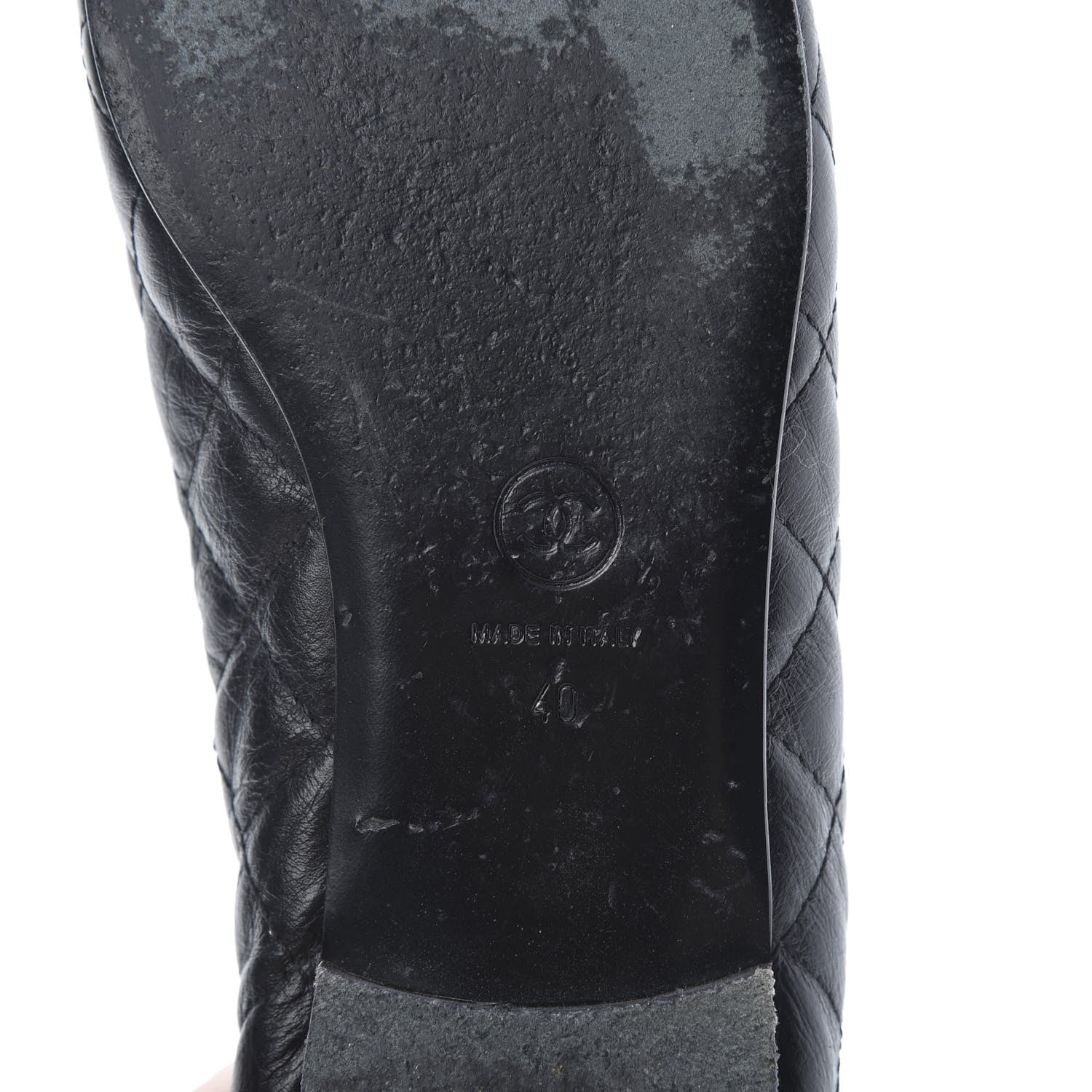Chanel Aged Calfskin Quilted CC Cap Toe Ballerina Flats 40 Black 6 of 12