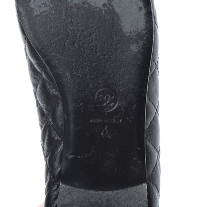 Chanel Aged Calfskin Quilted CC Cap Toe Ballerina Flats 40 Black 6 of 12