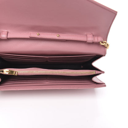 Saint Laurent Grain De Poudre Matelasse Chevron Monogram Chain Wallet Tender Pink 5 of 11