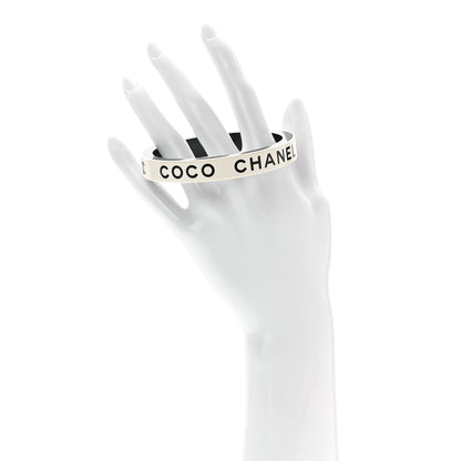Chanel Resin Logo Bangle Bracelet White Black 2 of 4