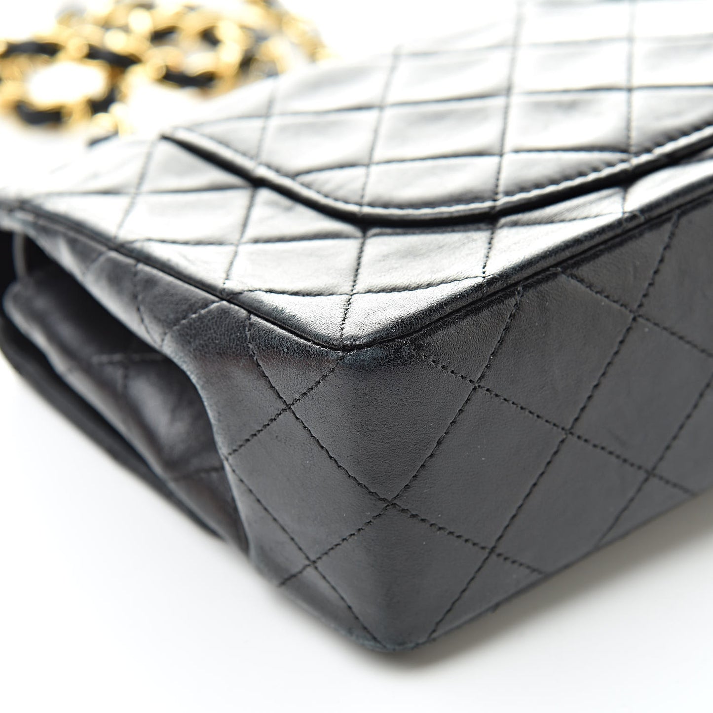 Lambskin Quilted Small Double Flap Black