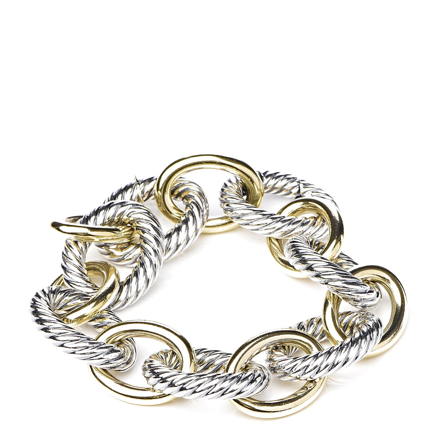 Sterling Silver 18K Yellow Gold 17mm Extra Large Oval Link Bracelet