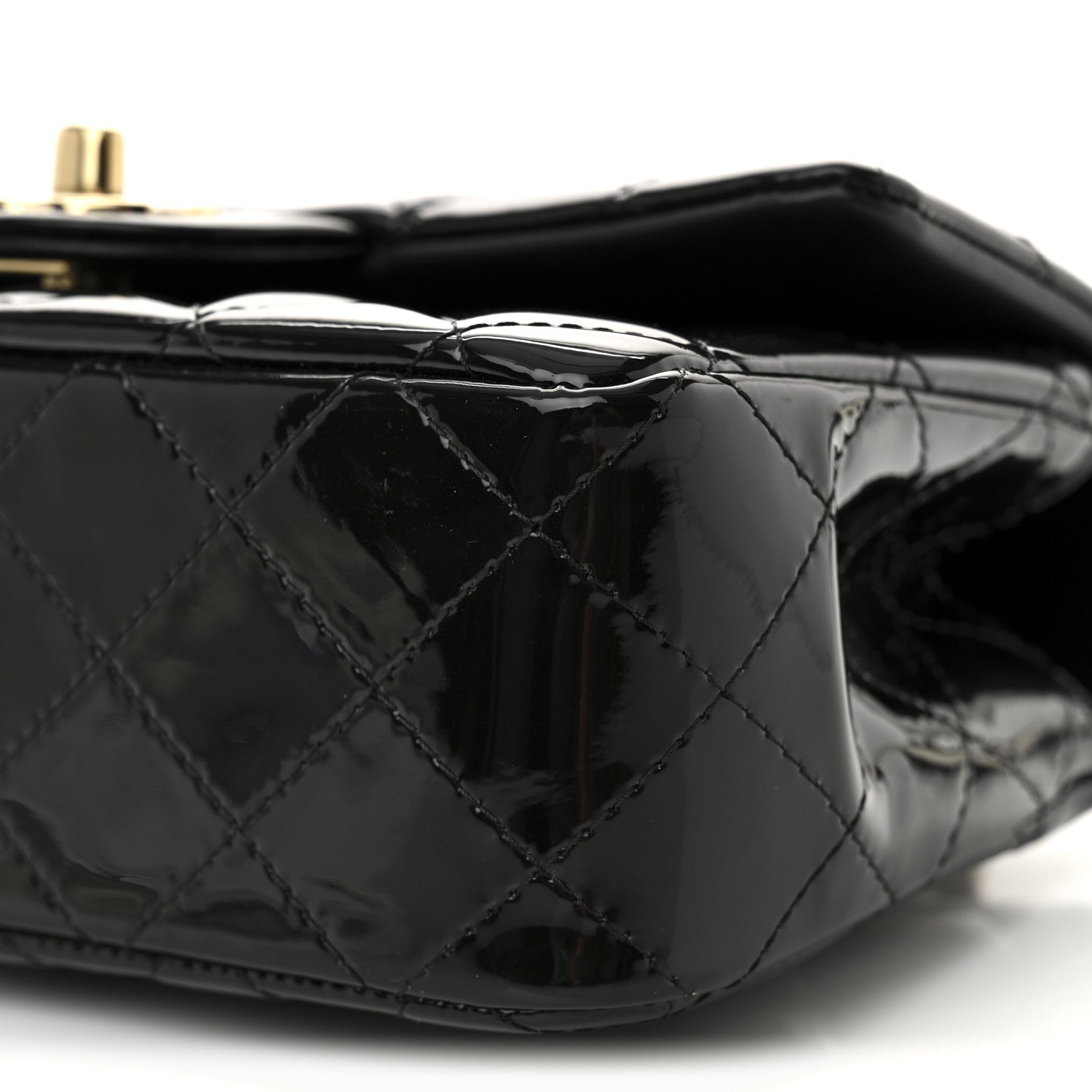 Chanel Patent Quilted Mini Top Handle Rectangular Flap Black