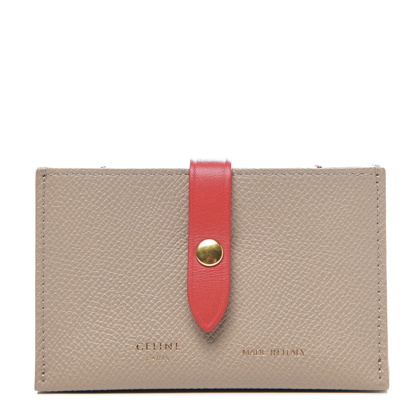 Grained Shiny Calfskin Accordion Card Holder Light Taupe