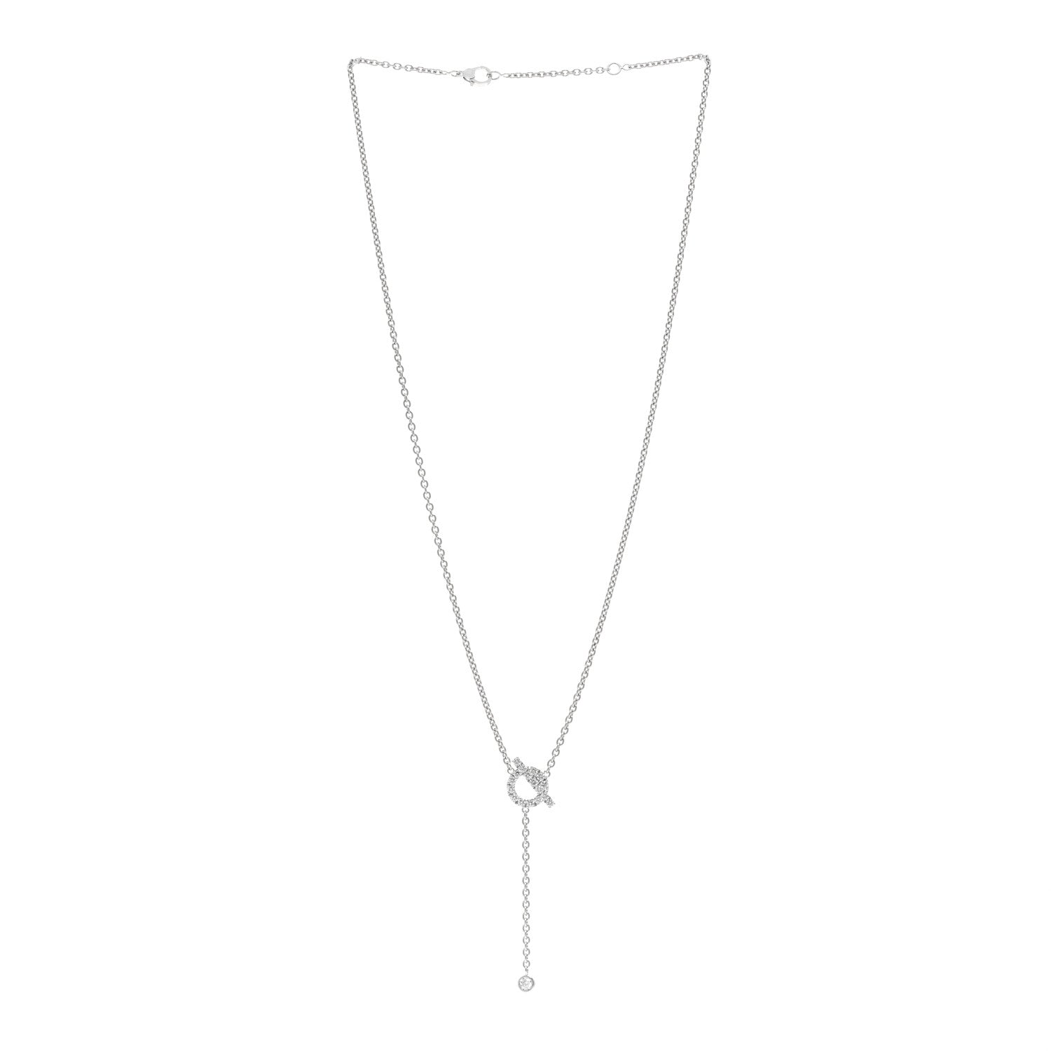 Hermes 18K White Gold Diamond Finesse Lariat Necklace 2 of 5