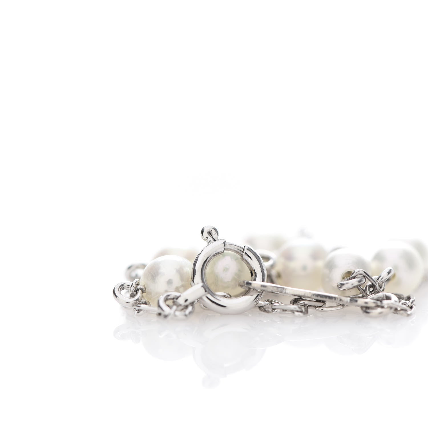 Mikimoto 18K White Gold Akoya Pearl 3.5-4mm Station Bracelet 4 of 5