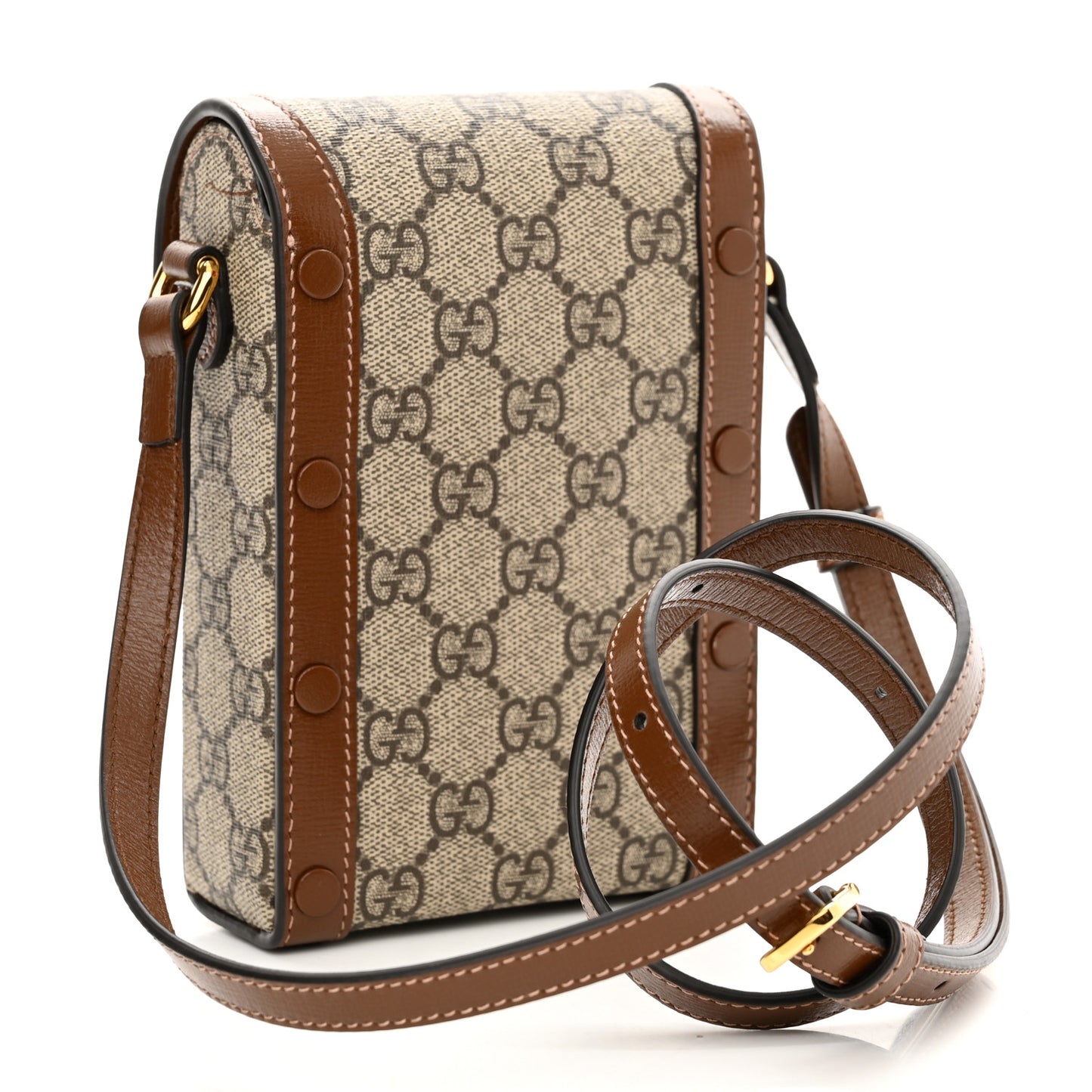 GG Supreme Monogram Mini Horsebit 1955 Crossbody Bag Beige Brown Sugar