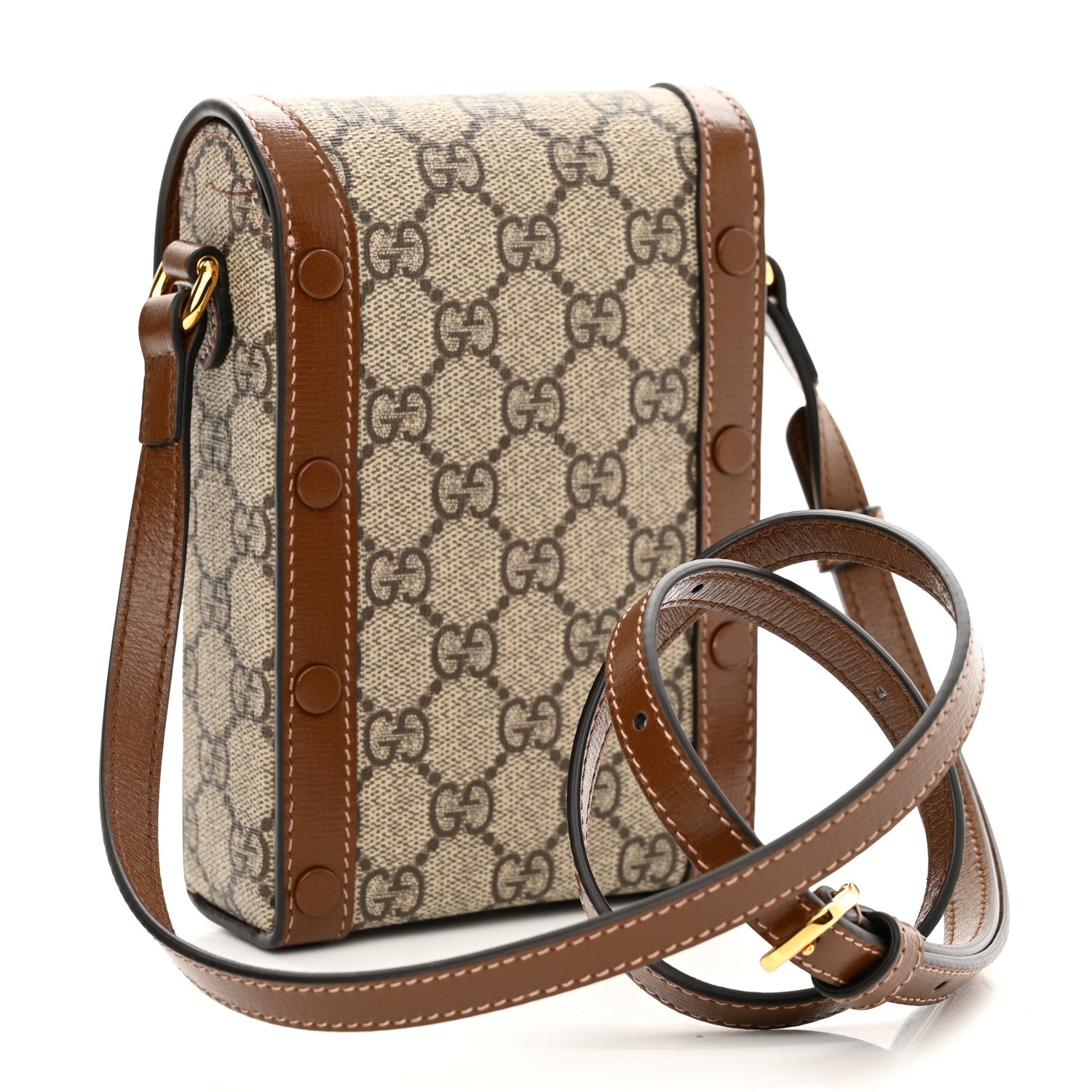 Gucci GG Supreme Monogram Mini Horsebit 1955 Crossbody Bag Beige Brown Sugar 3 of 10