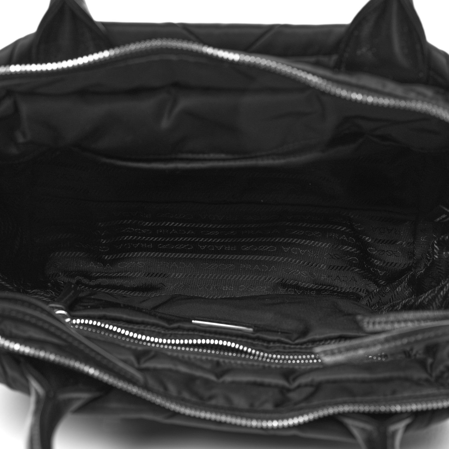 Prada Re-Nylon Nappa Triangle Quilted Padded Small Double Handled Zip Tote Black 5 of 11