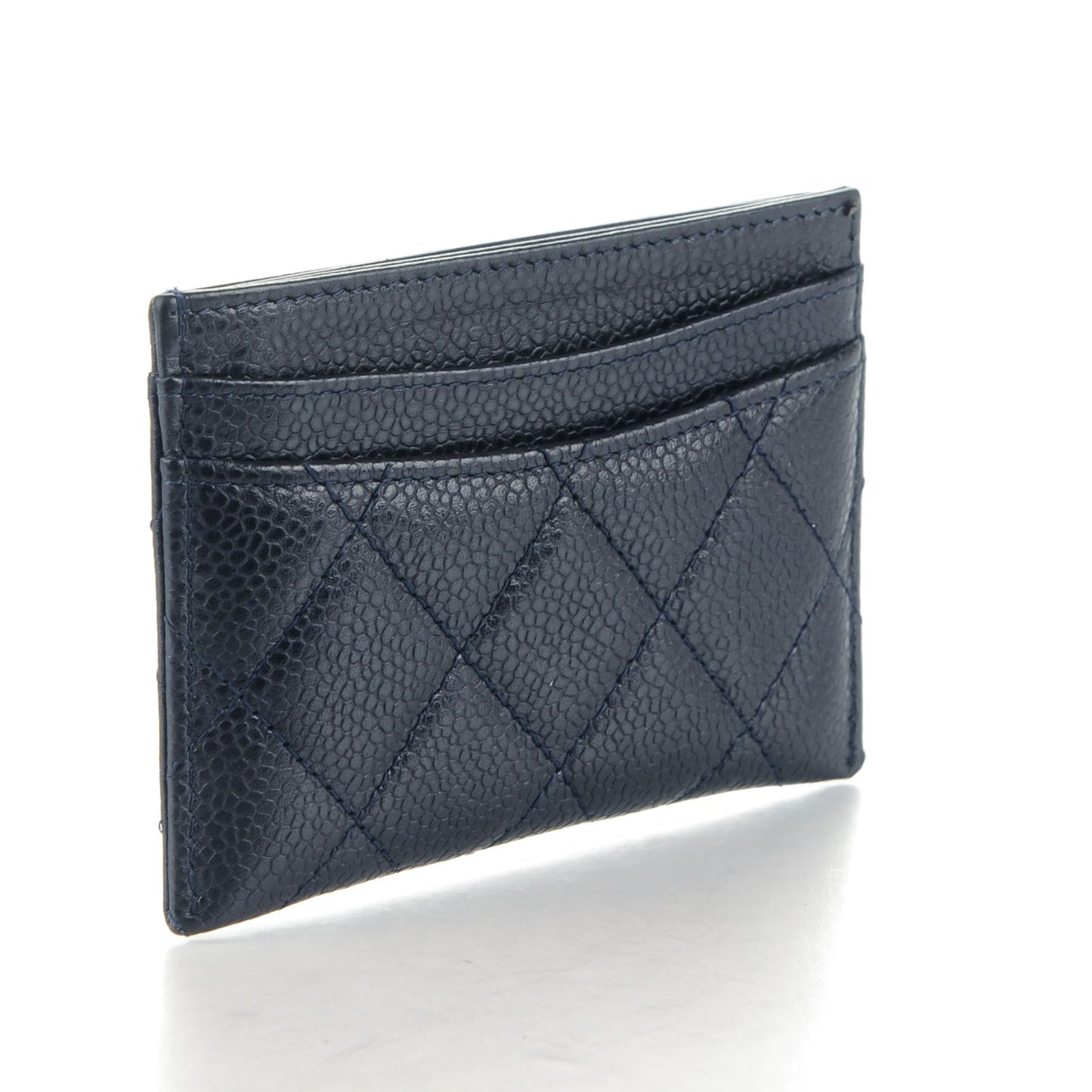 Caviar Quilted Card Holder Marine