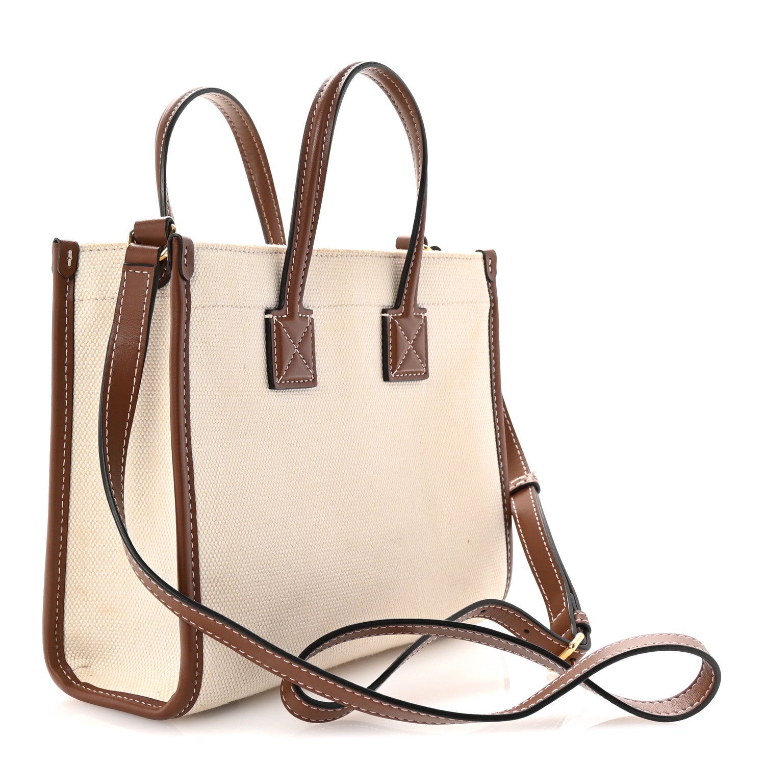 Burberry Canvas Smooth Calfskin Mini Two Tone Freya Tote Brown 3 of 11