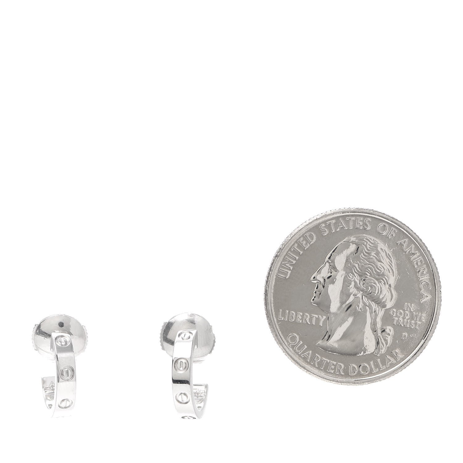 Cartier 18K White Gold Small LOVE Hoop Earrings 2 of 7