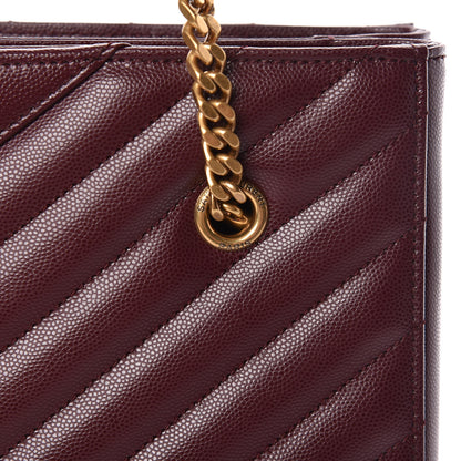 Saint Laurent Grain de Poudre Matelasse Chevron Small Tribeca Shopping Bag Garnet 10 of 10