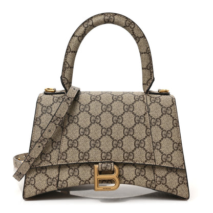 Balenciaga X GUCCI GG Supreme Monogram Small Hourglass Top Handle Bag Beige Ebony 1 of 8