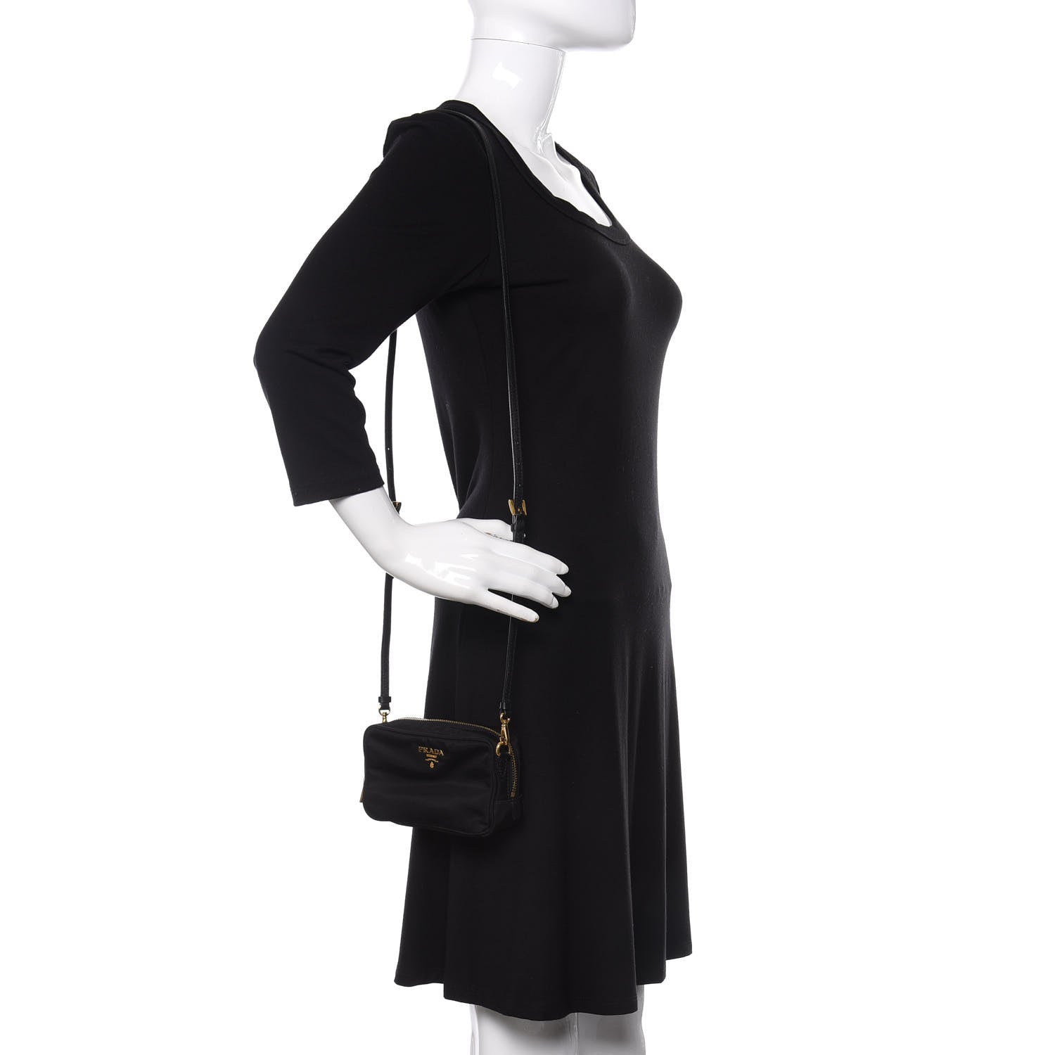 Prada Tessuto Nylon Mini Camera Crossbody Bag Black 2 of 10
