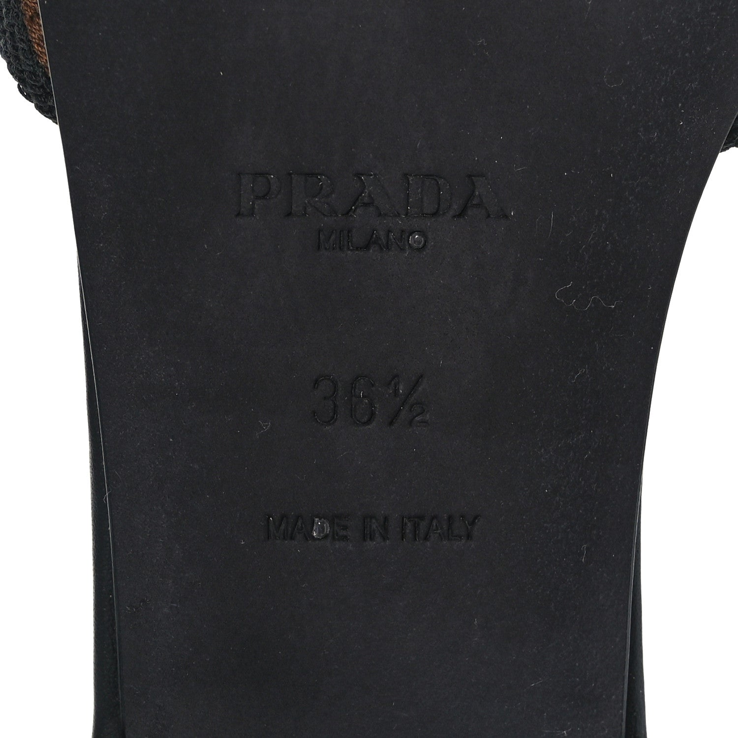 Prada Jacquard Trianglolo Symbole Embroidered Metal Triangle Logo 10mm Slide Sandals 36.5 Black Bruciato 7 of 7