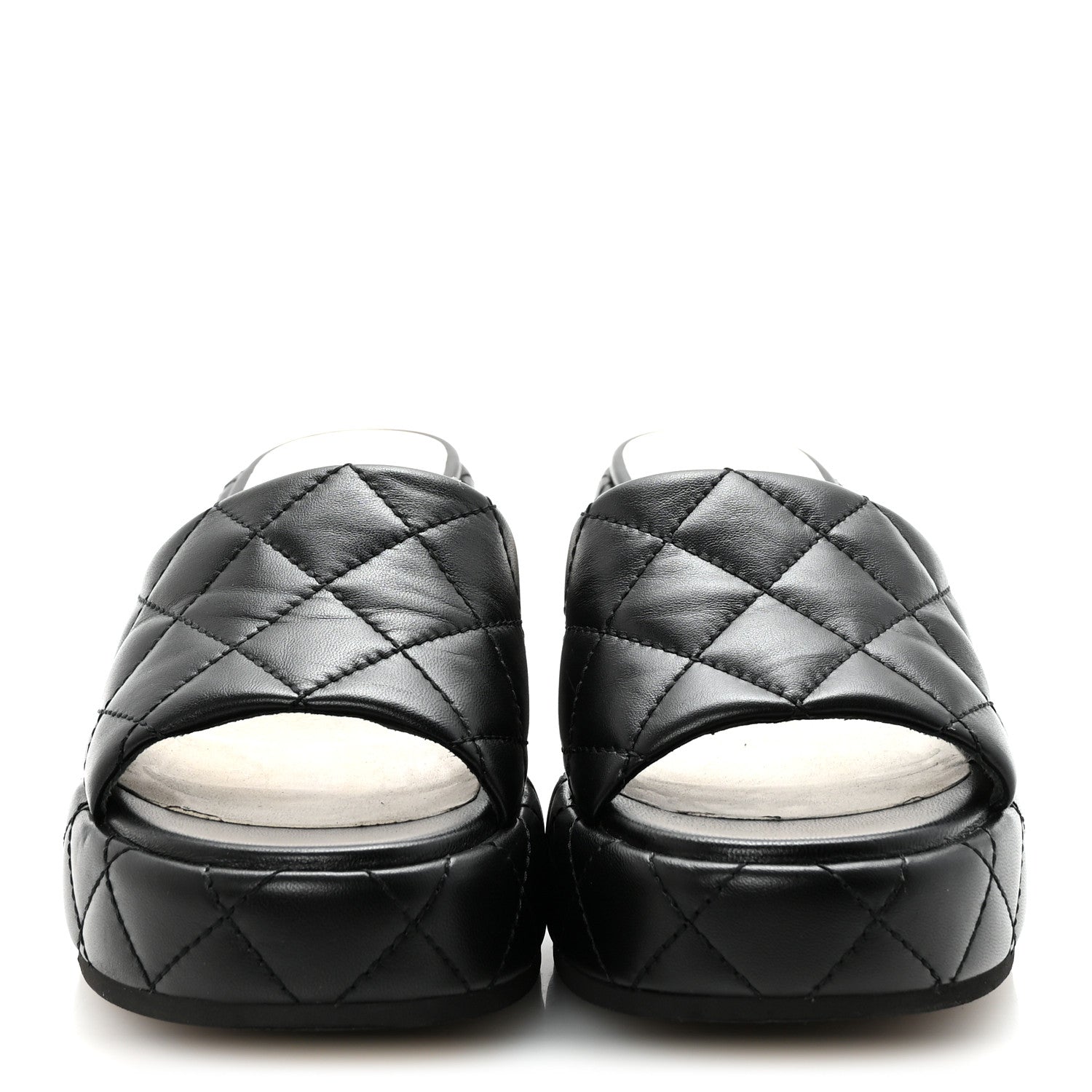 Chanel Lambskin Quilted Camelia CC Wedge Sandal Mules 40 Black 3 of 9