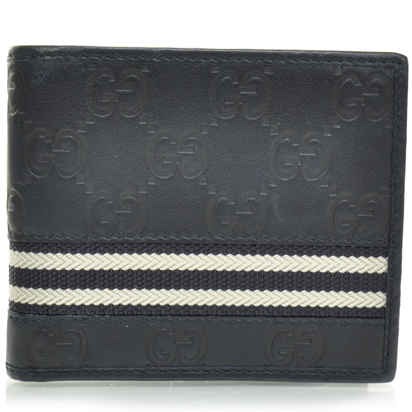 Guccissima Mens Web Bi-Fold Wallet Navy Blue