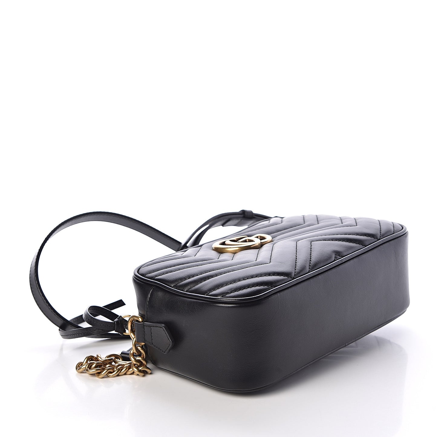 Calfskin Matelasse Small GG Marmont Chain Shoulder Bag Black