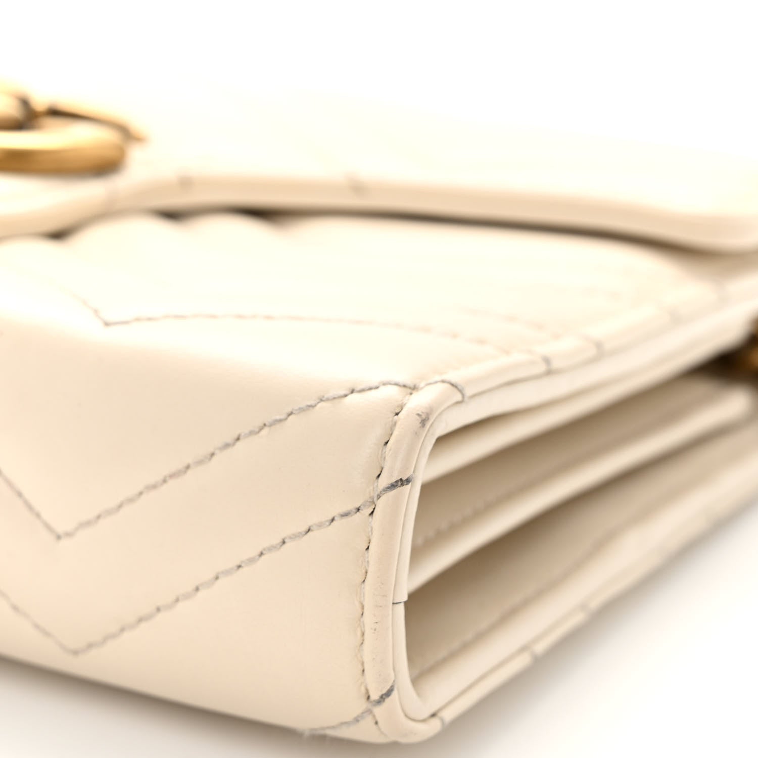 Gucci Calfskin Matelasse GG Marmont Chain Wallet Mystic White 10 of 13
