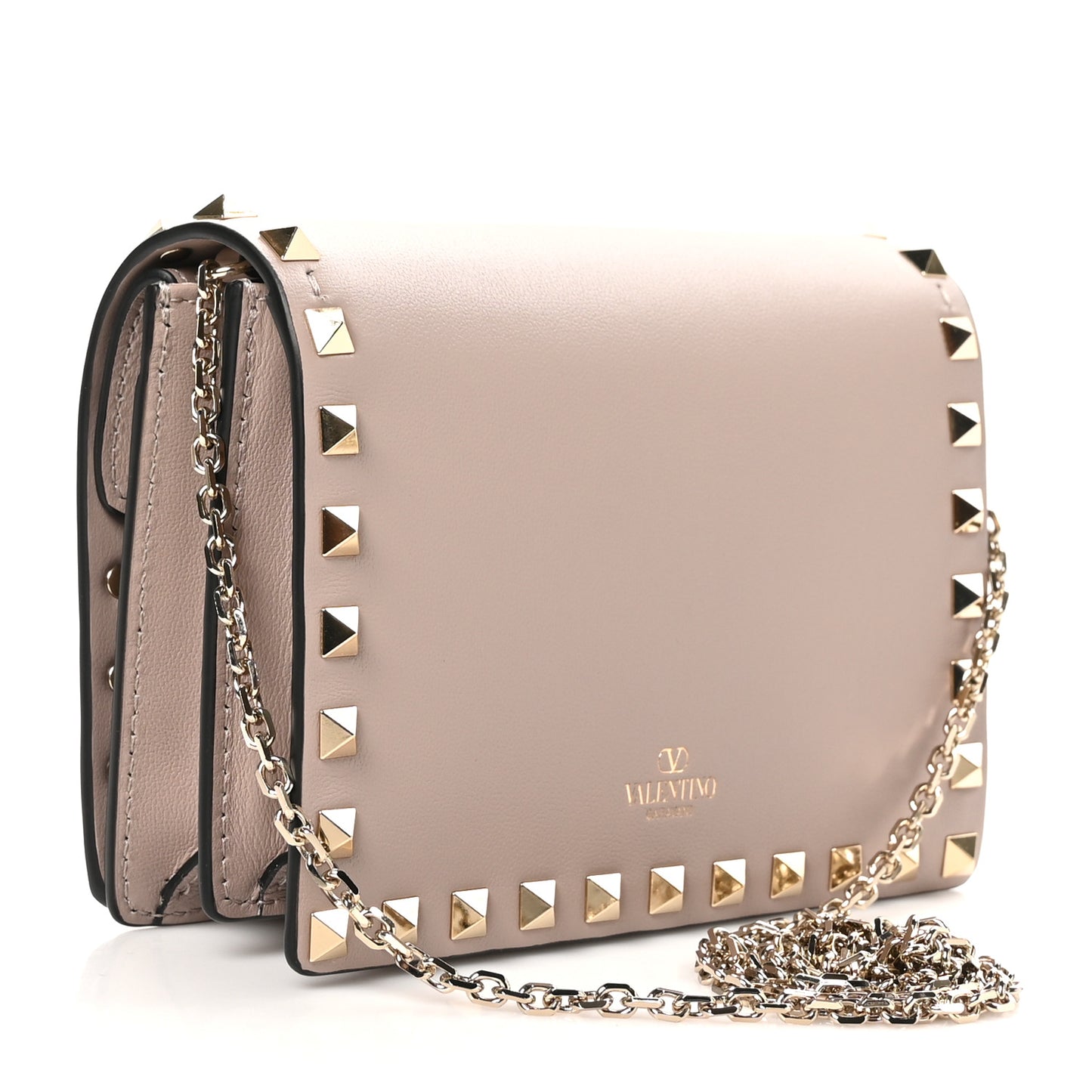 Vitello Rockstud Wallet on Chain Poudre