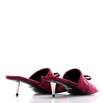 Gucci New Velvet Ashmir Regent Calfskin GG Monogram Square Toe Bow 45mm Slide Sandals 35.5 Red Grape 4 of 11