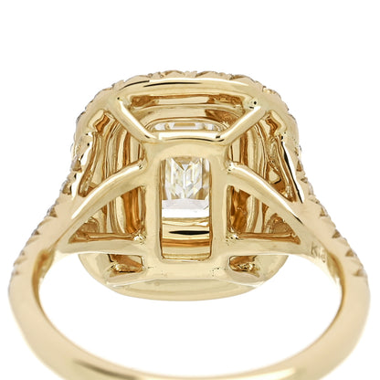 Parker & West by FASHIONPHILE 18K Yellow Gold Diamond 1.29ct Emerald Cut Double Halo Pave Engagement Ring 50 5.25 7 of 9
