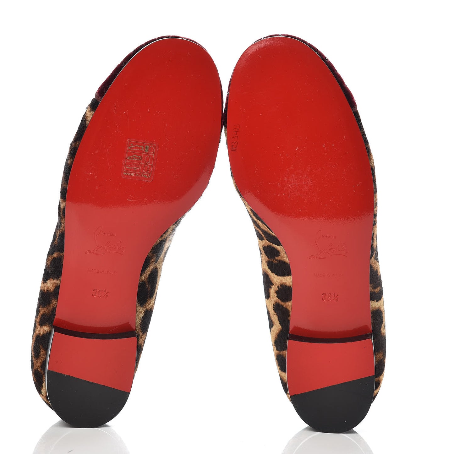 Leopard Print Calf Hair Cap Toe I Love My Loubies Loafers 38.5 Red