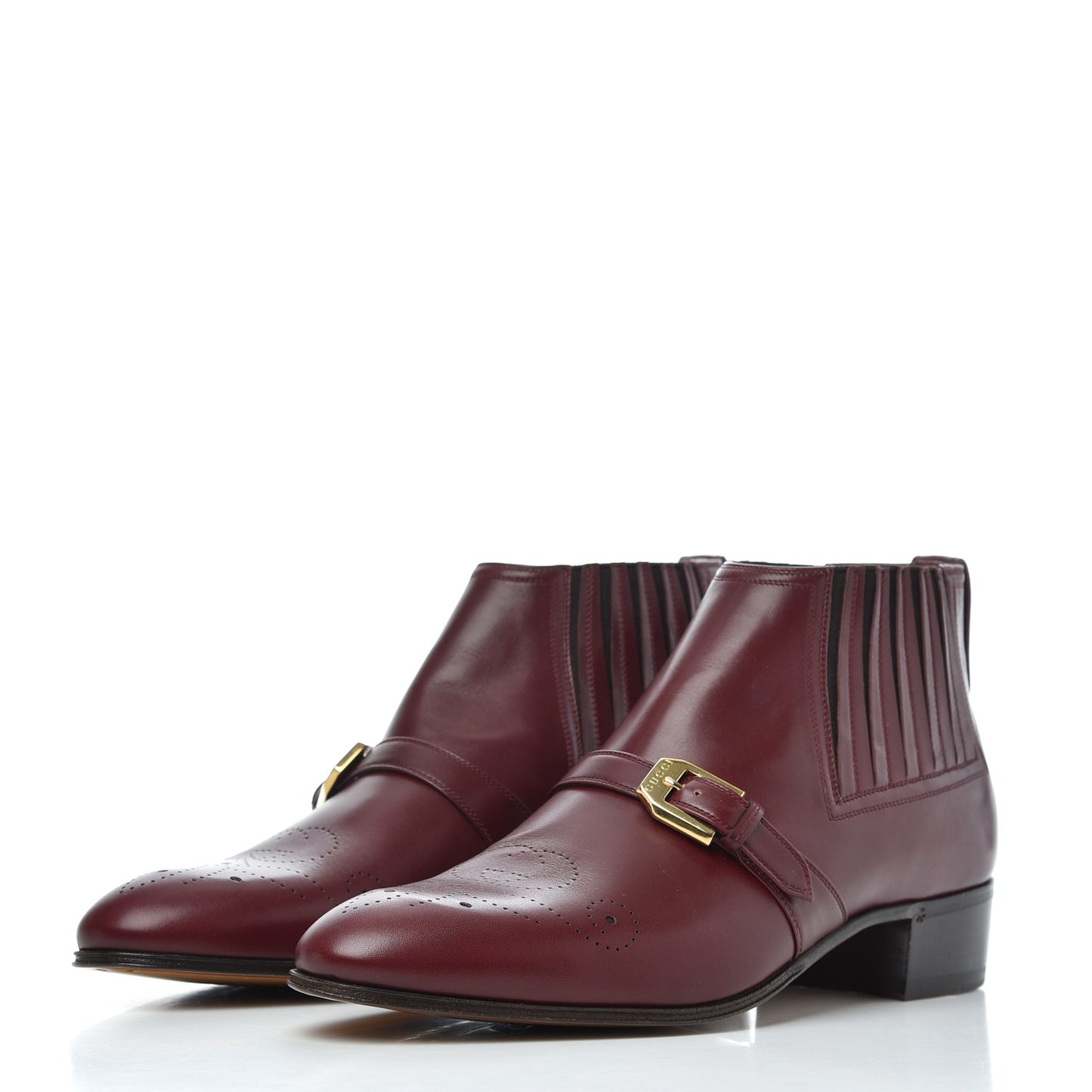 New Waxed Calfskin Mens G Medallion Toe Ankle Boots 8.5 Red Bordeaux