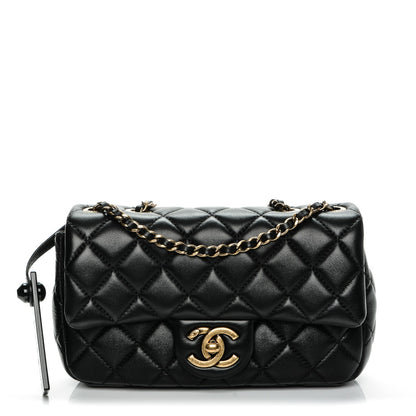 Chanel Lambskin Quilted Meat Packaged Mini Rectangular Flap Black 1 of 10