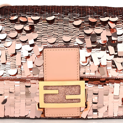 Fendi Sequin Paillettes Vitello Grace Sex and the City Baguette Baby Pink 8 of 10