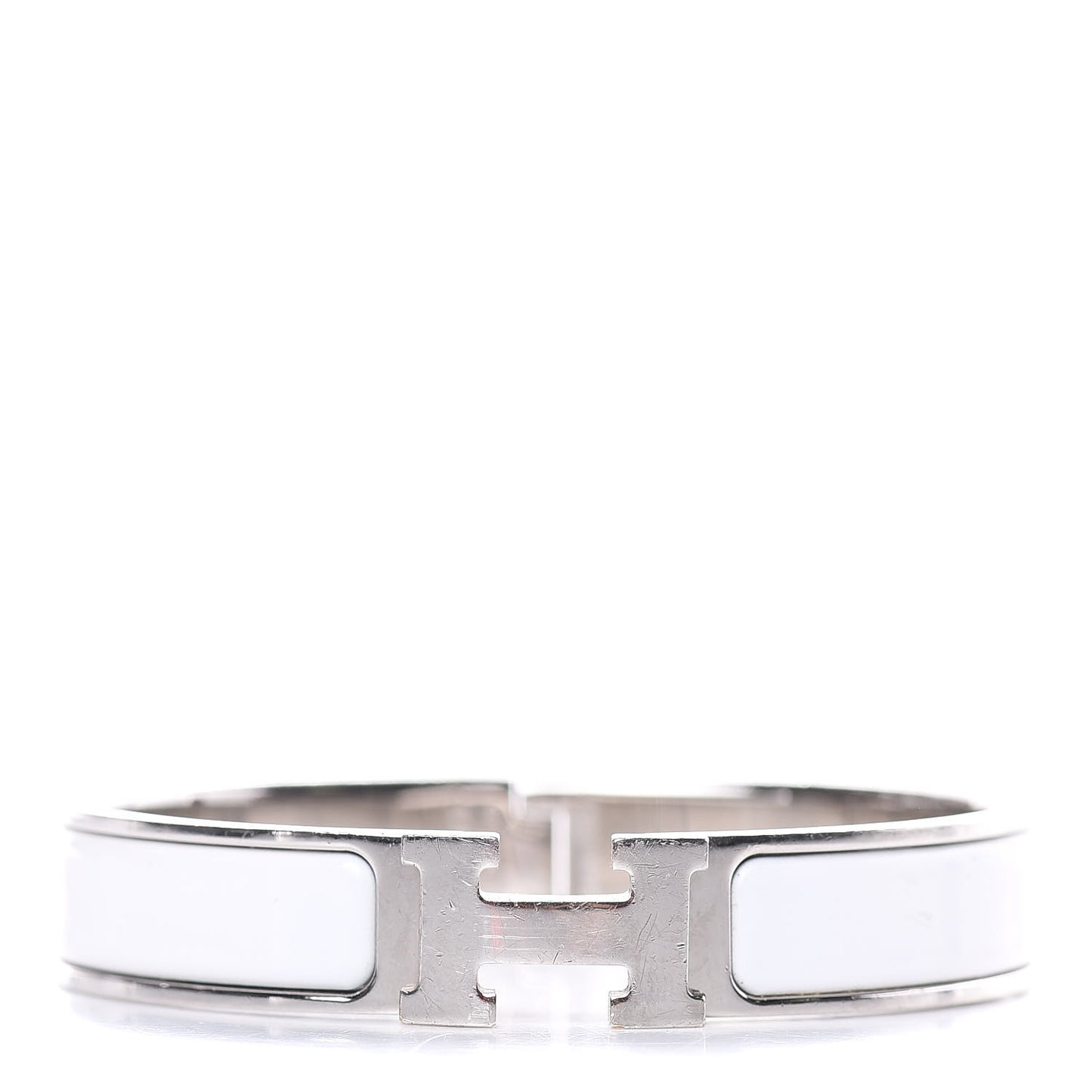 Enamel Narrow Clic Clac H Bracelet GM White