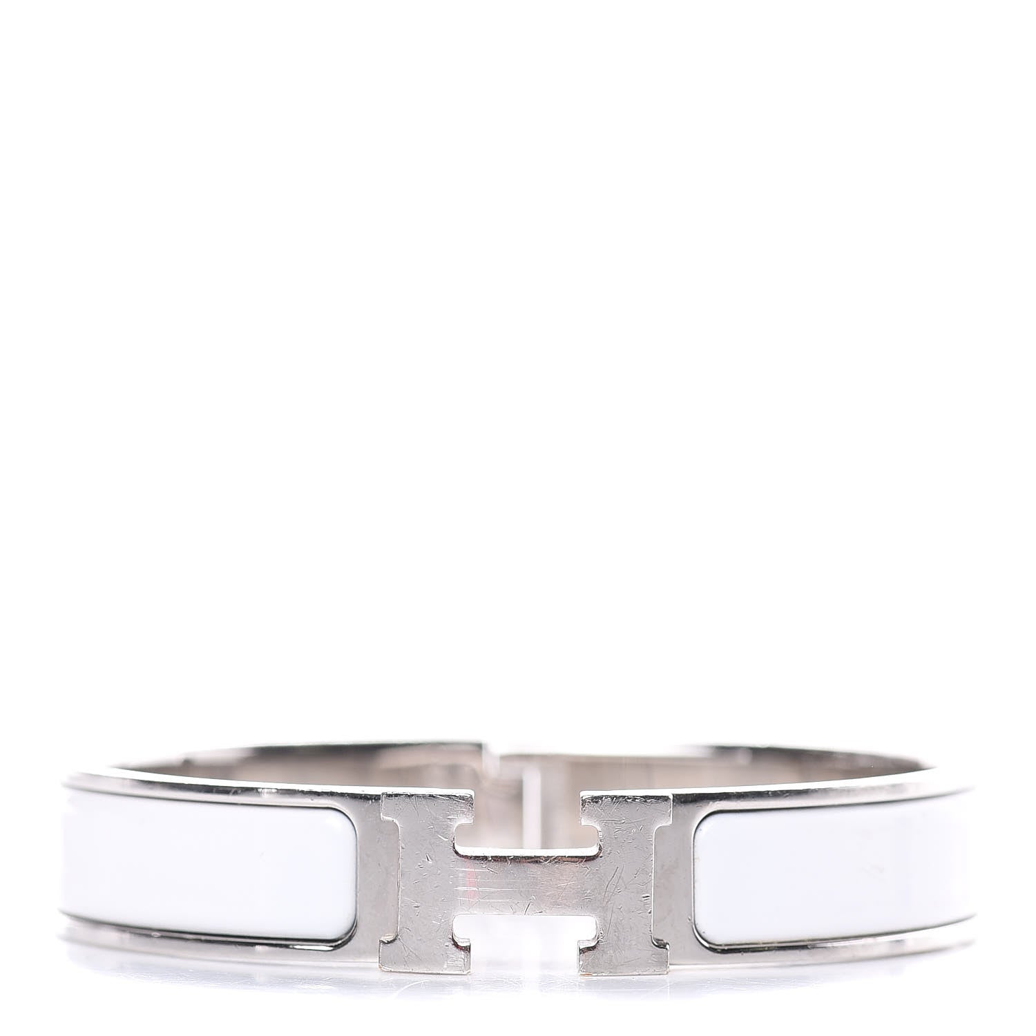 Hermes Enamel Narrow Clic Clac H Bracelet GM White 1 of 8